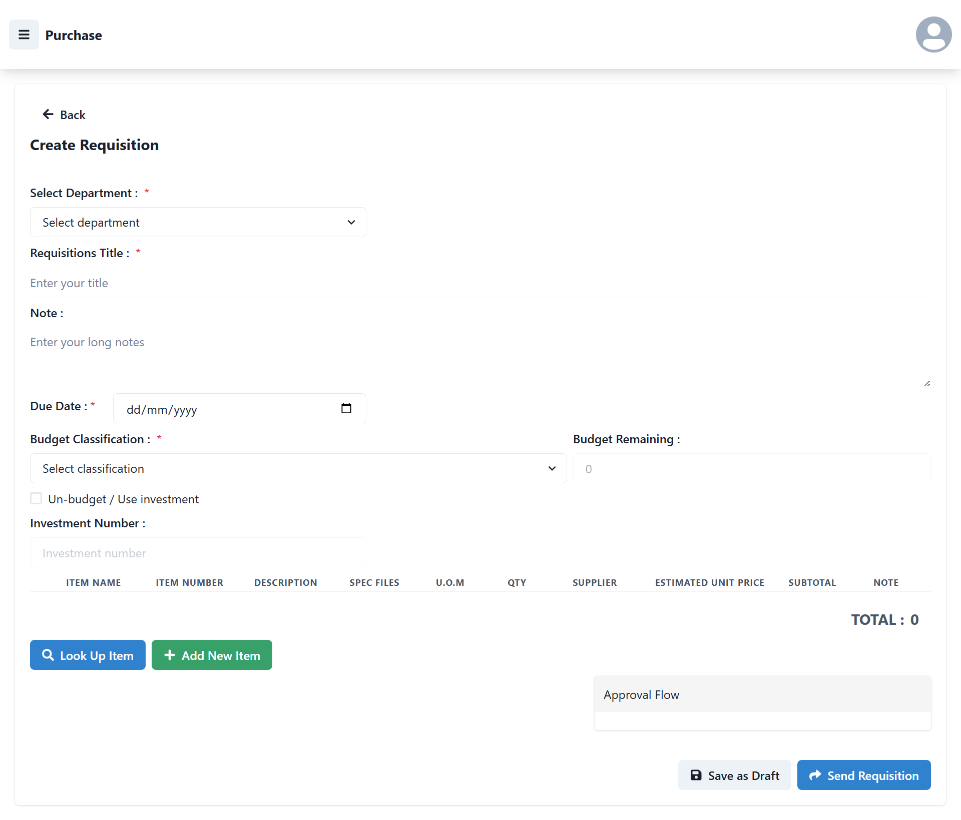 Create Requisition