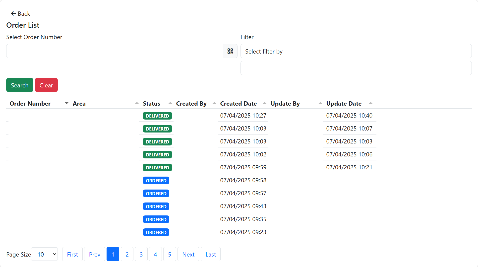 Order List